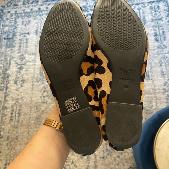 Schutz Arissa Mohair Animal Leopard Print Flats Women - Picture 4 of 5